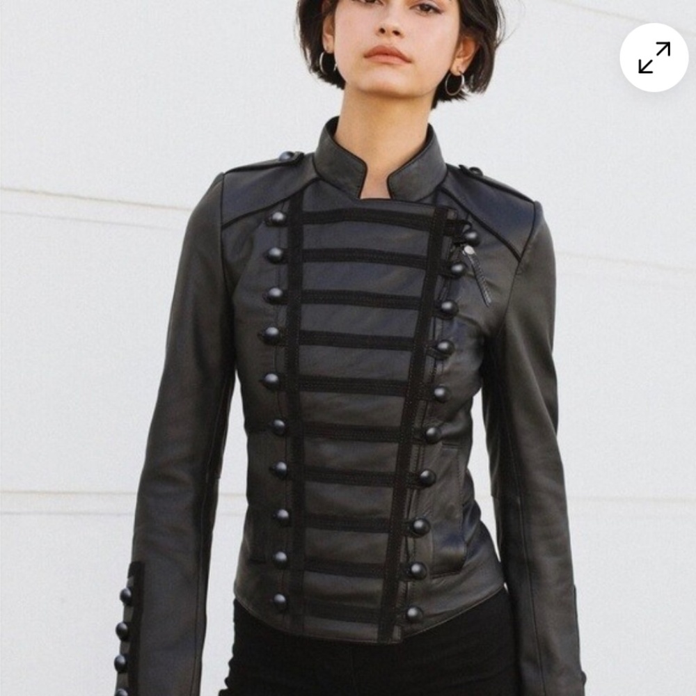 Boda Skins Leather Military Jacket SZ 0